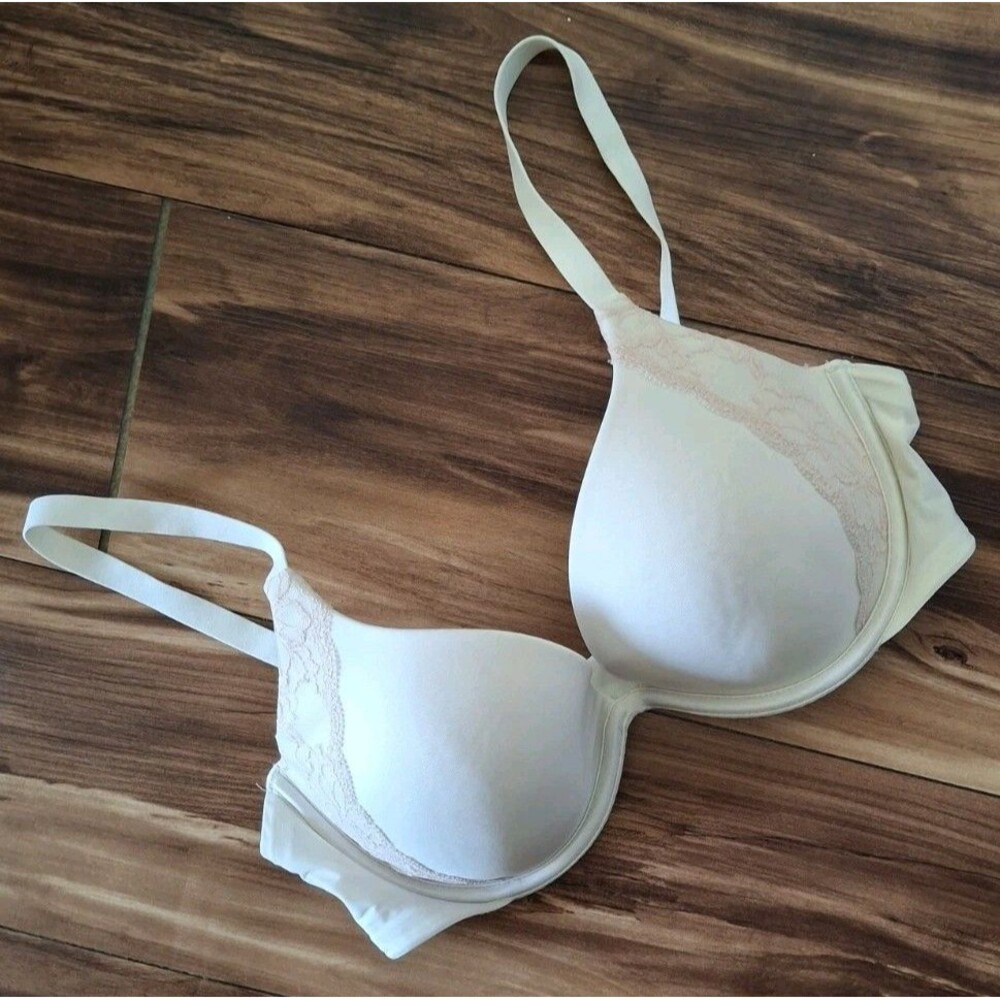 Maidenform ONE FAB FIT Push-Up Bra Size 34D Underwire 07125 Beige Plunge Padded
